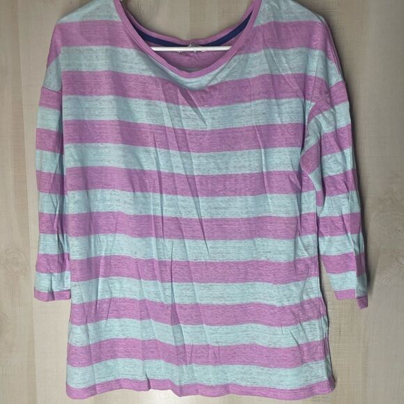 Boden purple and blue‎ striped 3/4 sleeve top, size 8 - Picture 5 of 9